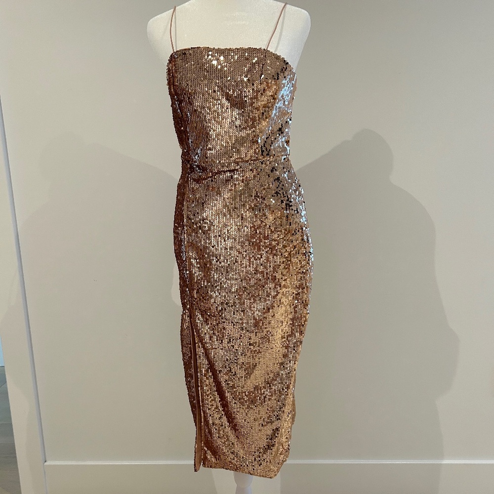 Jay Godfrey rose gold sequin slip dress size 2